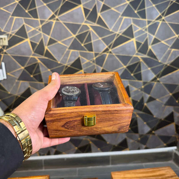 2-Slot Wooden Watch Box
